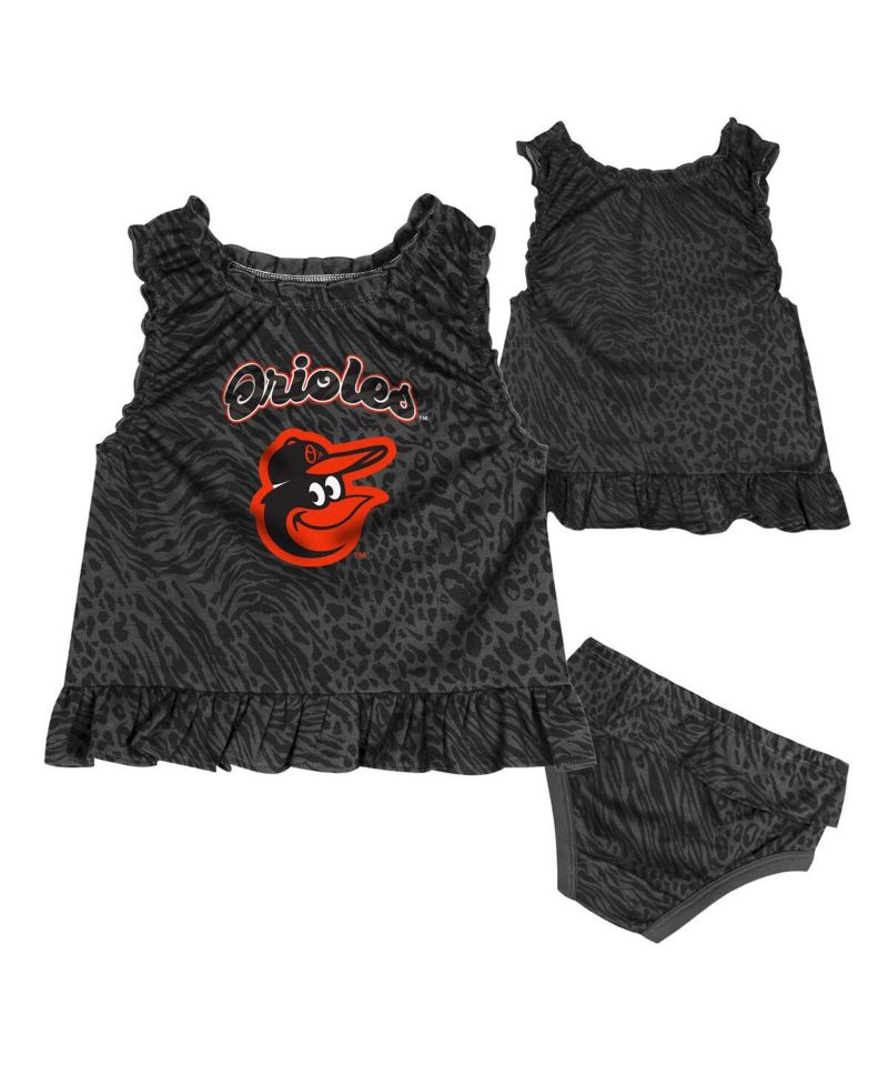 Baby Boys and Girls 2-Piece Black Baltimore Orioles Playground Dress and Bloomers Set