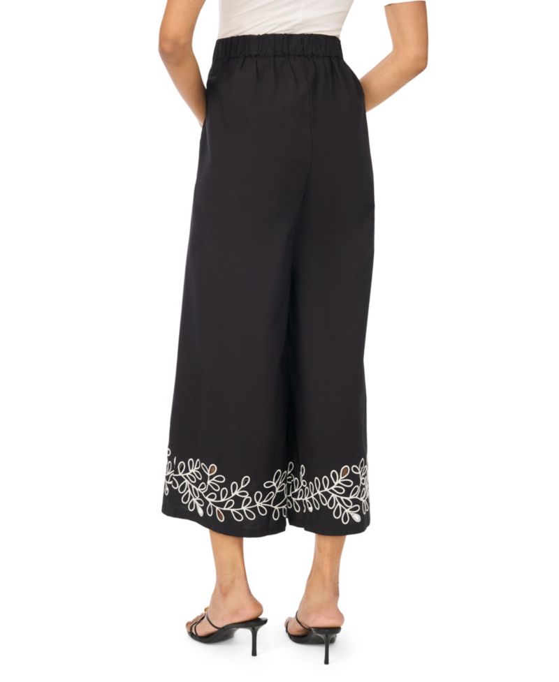 Women's High-Rise Tie-Waist Scallop Hem Pants