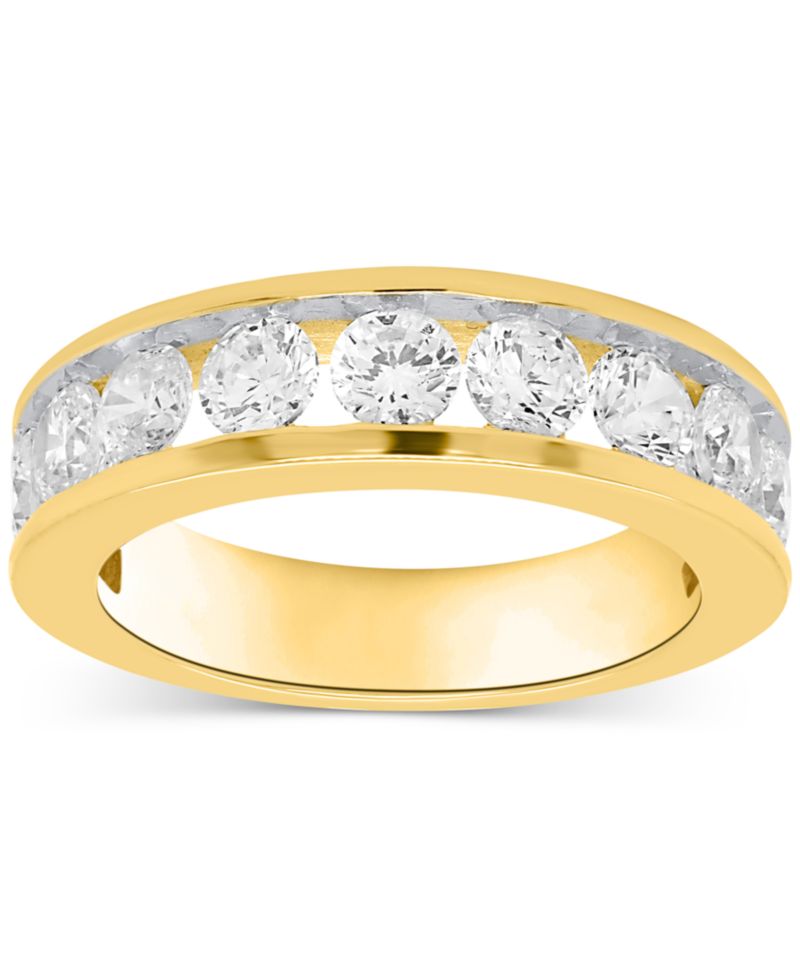 Lab Grown Diamond Channel Set Band (2 ct. t.w.) in Sterling Silver or 14K Gold-Plated Sterling Silver