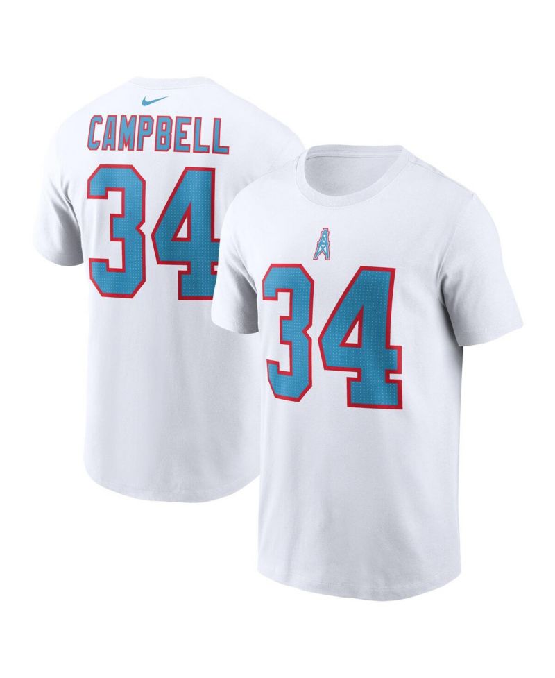 Men's Earl Campbell White Houston Oilers Retired Player Name & Number T-Shirt