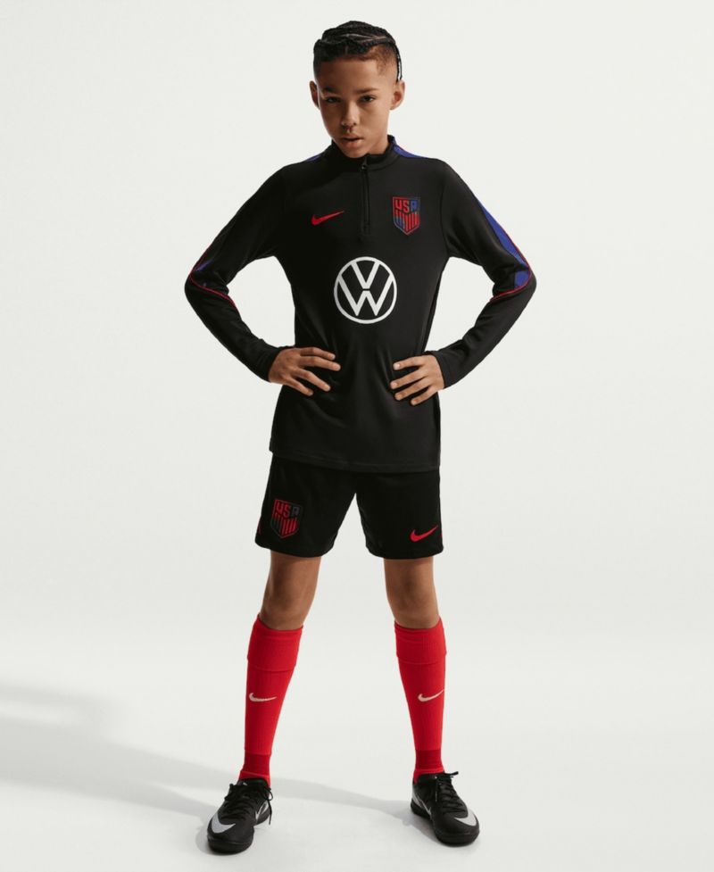 Big Boys and Girls Black USMNT 2026 Strike Dri-FIT Long Sleeve Quarter-Zip Drill Top