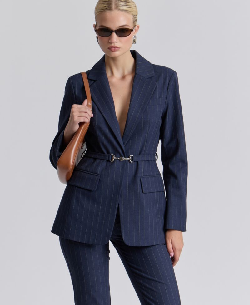 Women's Spread Collar Belted Blazer