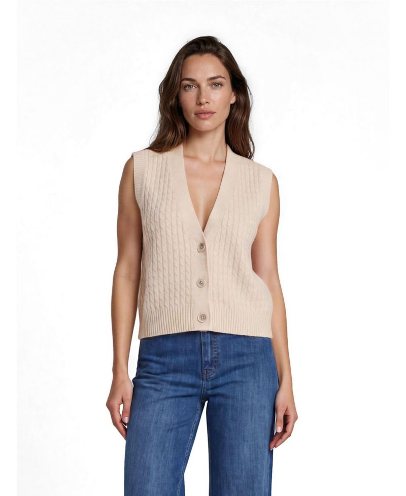 Women's MaLaney Cable-Knit V-Neck Cotton-Blend Sweater Vest
