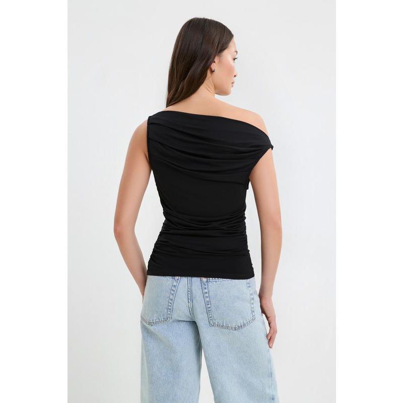 Women's Cooper Sleeveless Gathered Convertible Boat-Neck Jersey Top