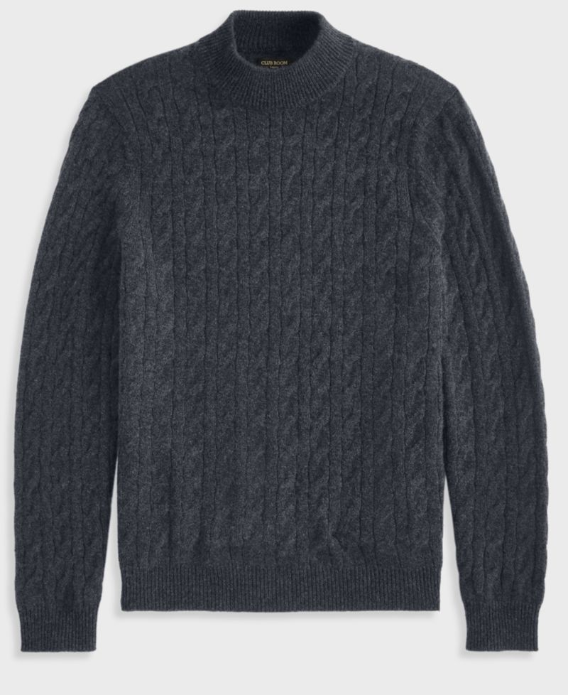 Men's Premium Cashmere Cable-Knit Turtleneck Sweater, Macy's Exclusive