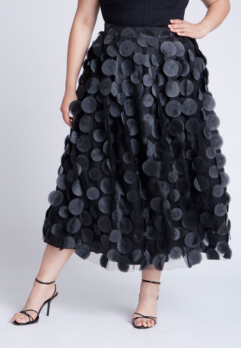 Women's Plus Size Dimensional Dot Full Skirt