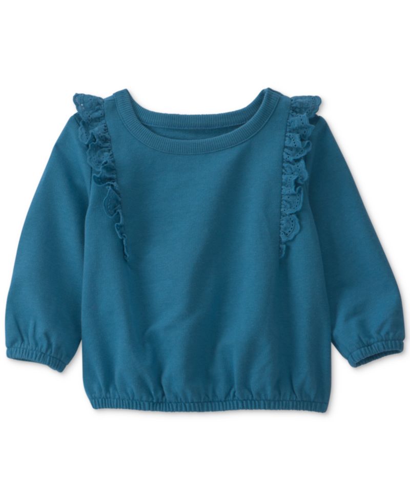 Baby Girls' Embroidered Ruffle French Terry Top and Bee Print Pants, 2-Piece Set