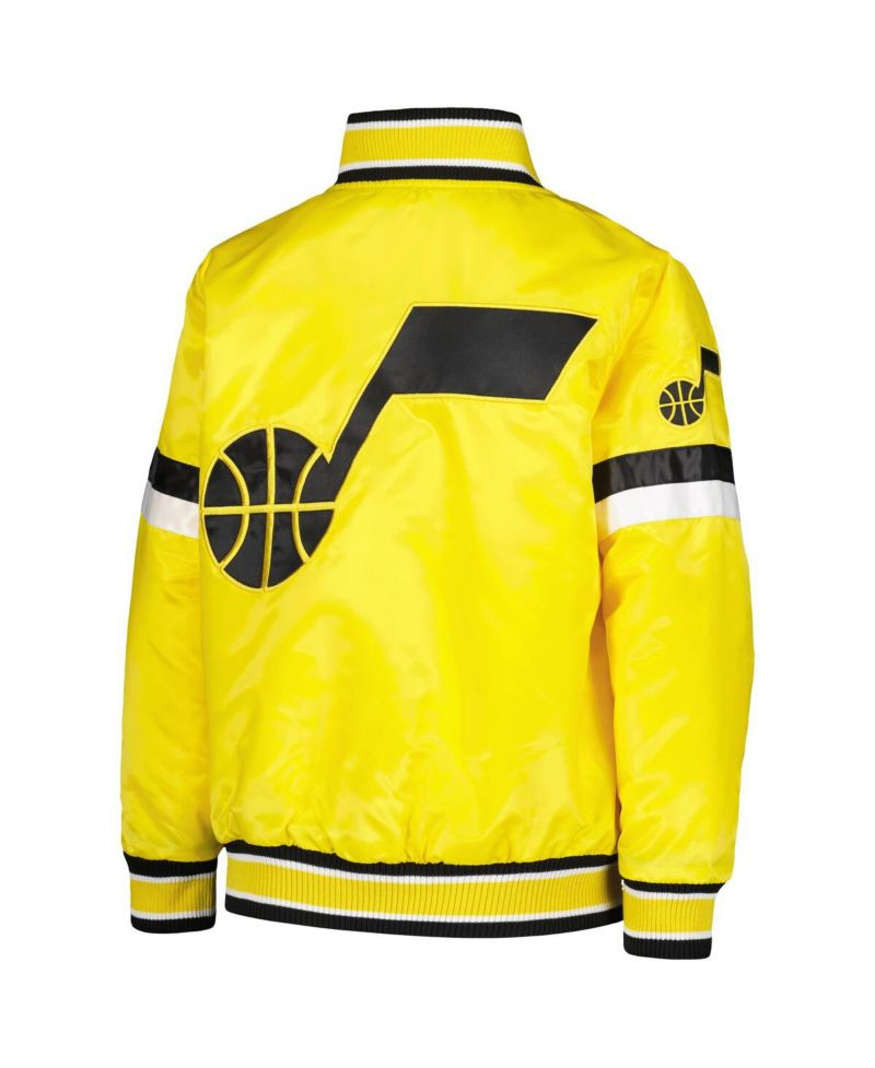Big Boys and Girls Yellow Utah Jazz Home Game Varsity Satin Full-Snap Jacket