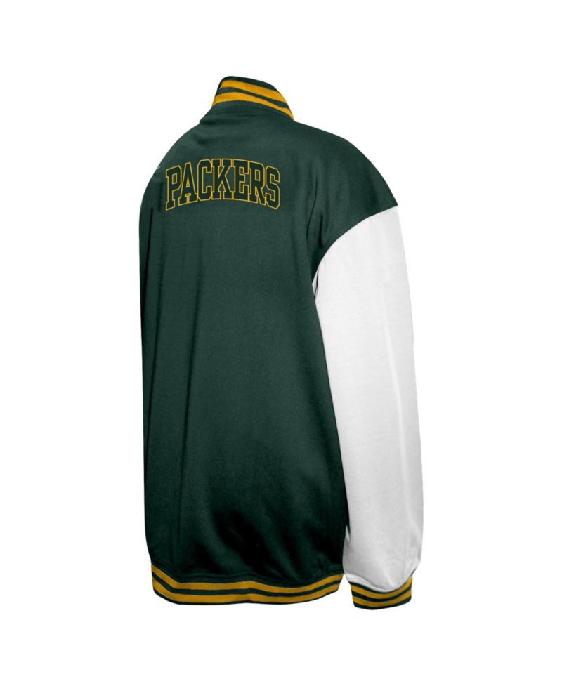 Men's Green Green Bay Packers Big & Tall Full-Snap Varsity Jacket