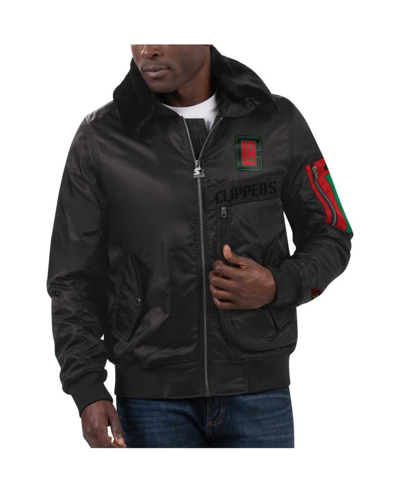 Men's x Ty Mopkins Black LA Clippers Black History Month Satin Full-Zip Jacket