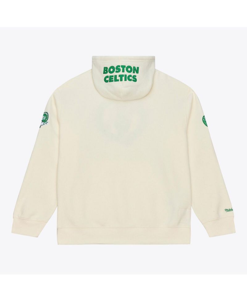Men's Cream Boston Celtics Hardwood Classics Chainstitch Premium Fleece Hoodie