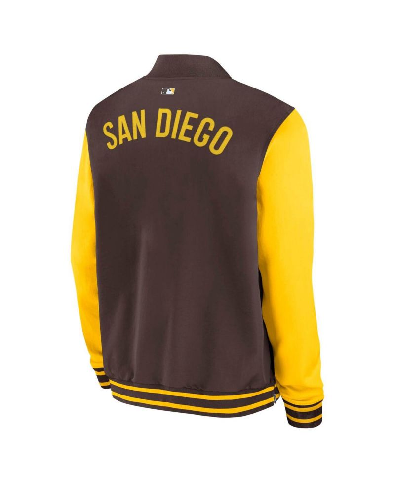 Men's Brown/Gold San Diego Padres Authentic Collection Dugout Full-Zip Bomber Jacket