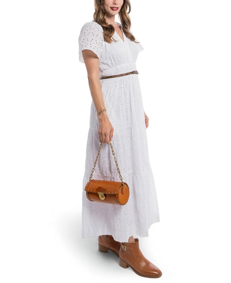 Oranda Small Leather Barrel Crossbody Bag