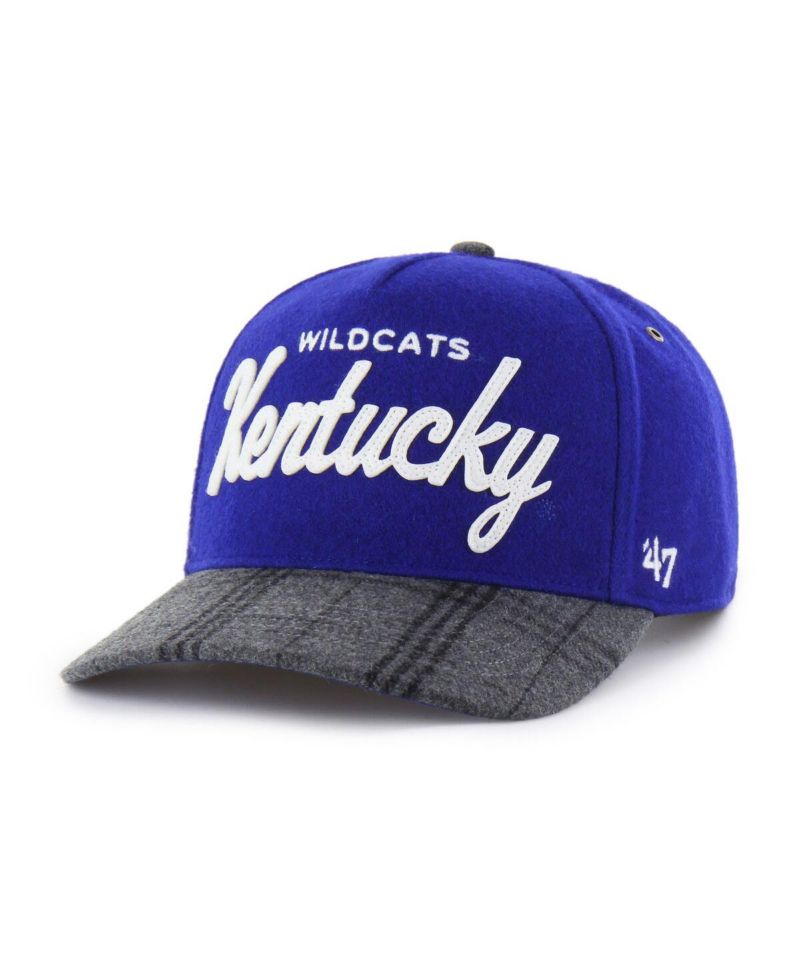 Men's and Women's Royal Kentucky Wildcats Windowpane Plaid Collection Hitch Adjustable Hat