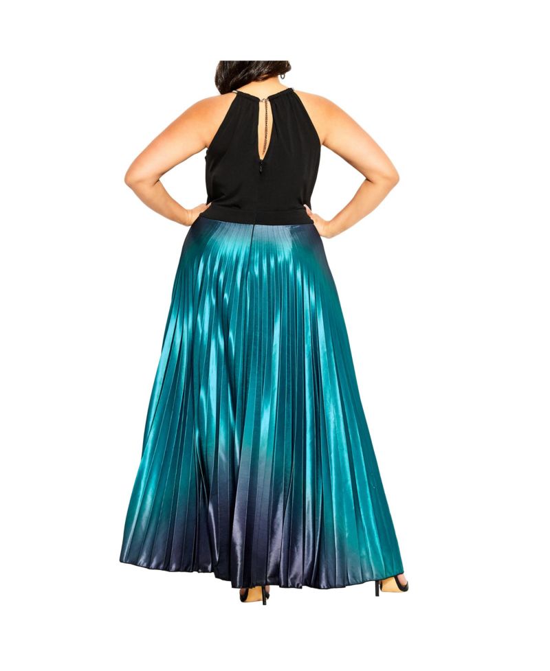 Women's Pleated Ombre Maxi Dress