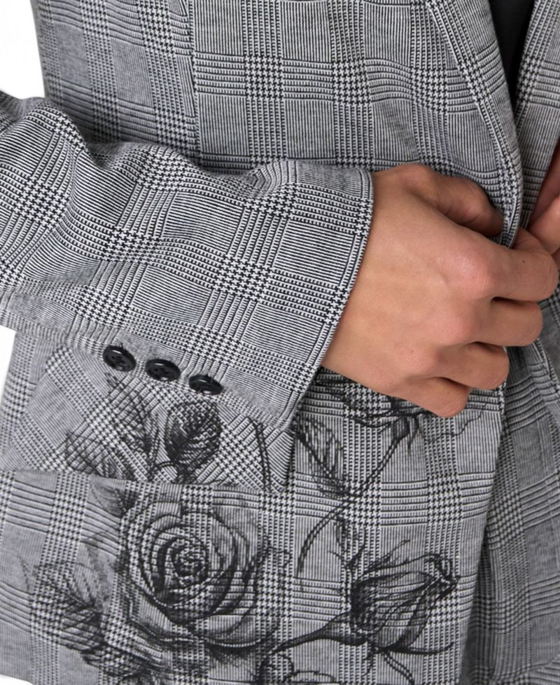 Women's Plaid Notch-Collar Blazer