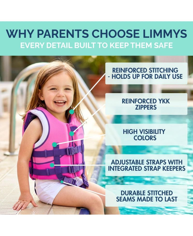 Swim Vest for Toddlers and Kids - CE-Certified Foam Panel Swimming Aid, Award-Winning Design, YKK Zip, Soft Neoprene Comfort
