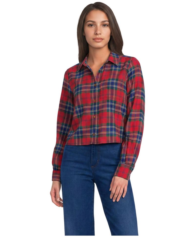 Women's Cropped Flannel Shirt