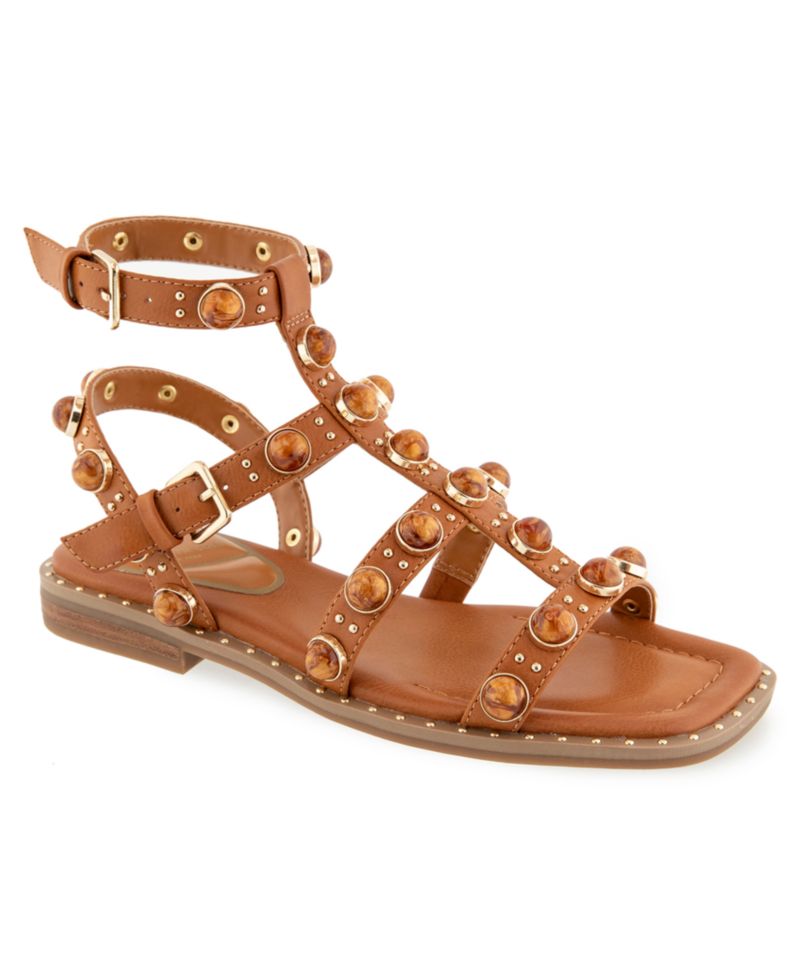 Women's Ruby Stones Gladiator Flat Sandals