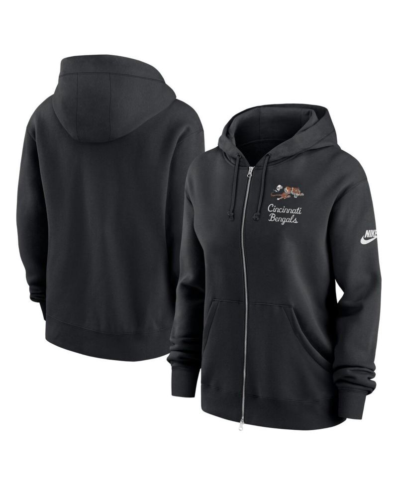 Women's Black Cincinnati Bengals Phoenix Rewind Full-Zip Hoodie
