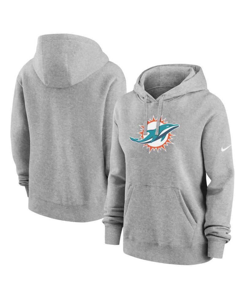 Women's Heather Gray Miami Dolphins Club Fleece Pullover Hoodie