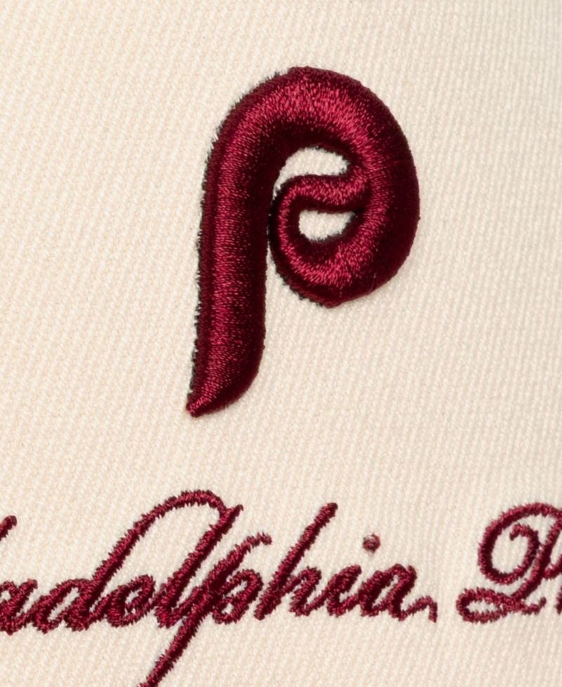 Men's Cream/Burgundy Philadelphia Phillies Cooperstown Collection Flawless Script Stretch-Snap Hat