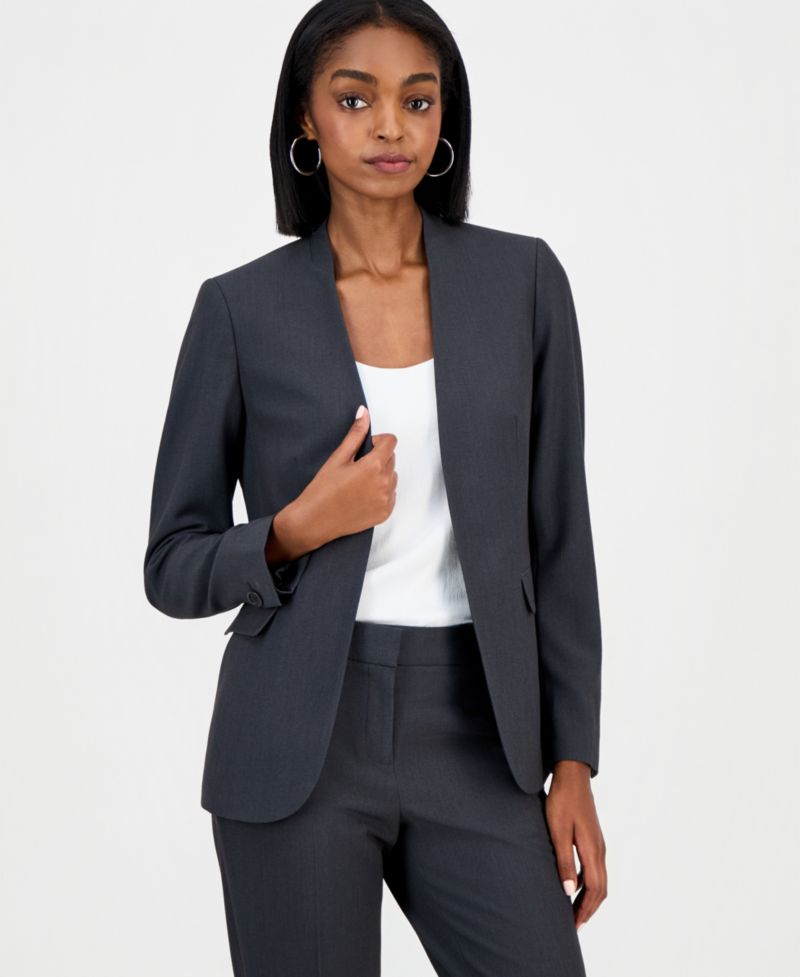 Women's Bi-Stretch Collarless Open-Front Blazer