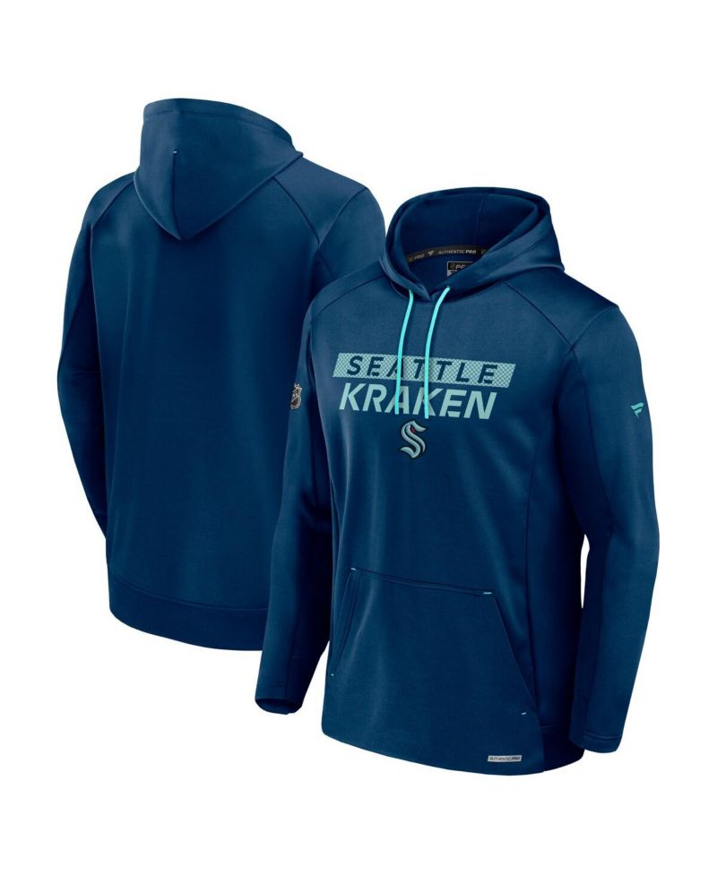 Men's Deep Sea Blue Seattle Kraken Authentic Pro Rink Fleece Pullover Hoodie