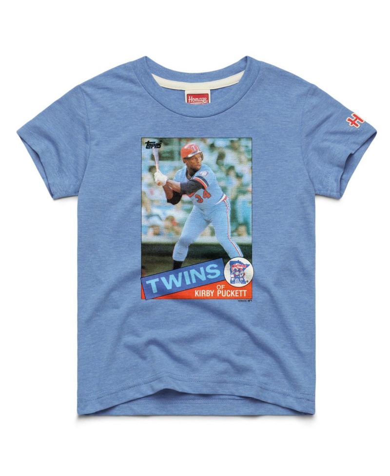 Big Boys and Girls Kirby Puckett Light Blue Minnesota Twins Topps Baseball Card Tri-Blend T-Shirt