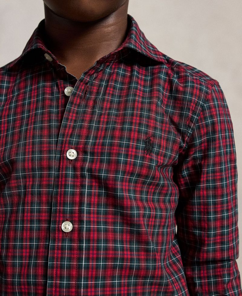 Boys' 2T-7 Plaid Cotton Poplin Shirt