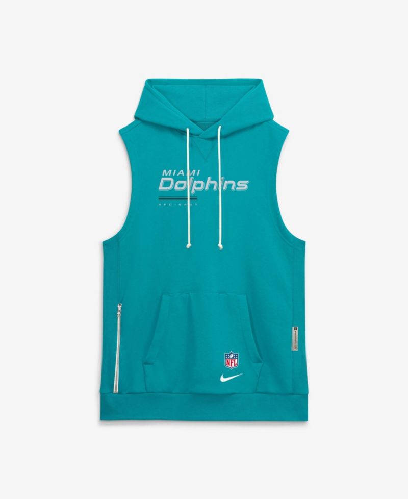 Men's Aqua Miami Dolphins Sideline Standard Issue Dri-FIT Sleeveless Hoodie