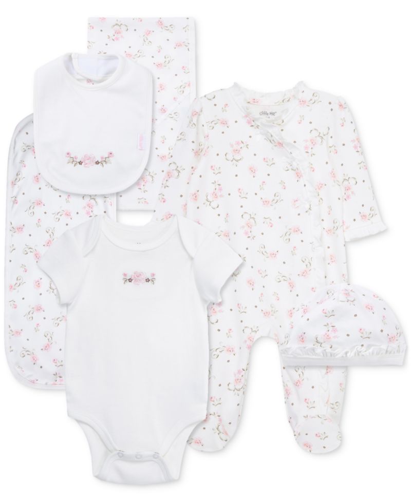 Baby Girls Cotton Vintage Rose Gift Box, 6 Piece Set