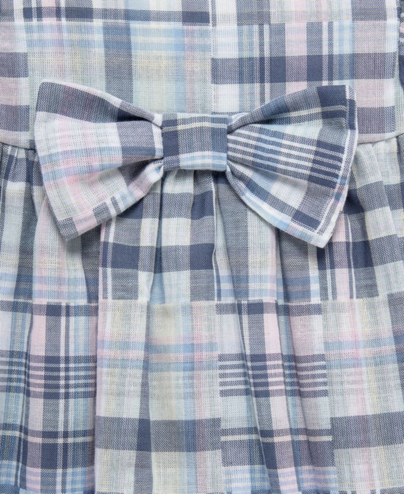 Baby Girls' Plaid Pattern 100% Cotton Bodysuit and Headband, 2-Piece Set