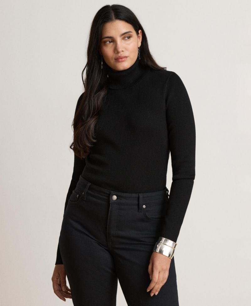 Petite Ribbed Slim-Fit Cotton-Blend Turtleneck Sweater