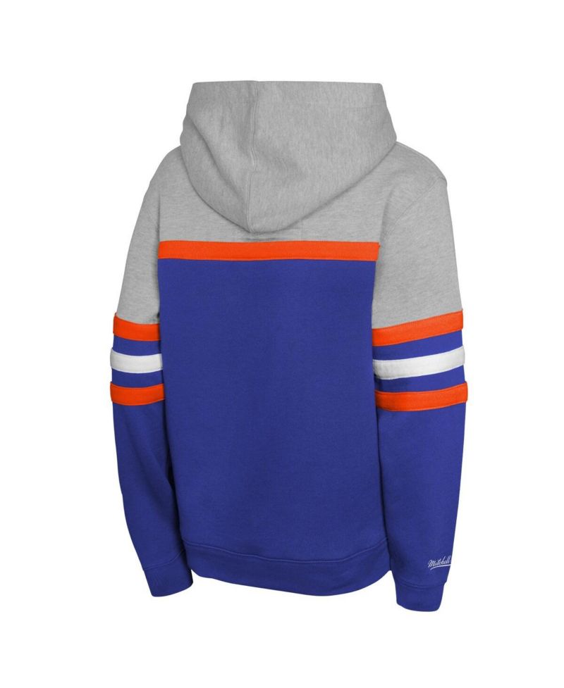 Big Boys and Girls Royal/Grey New York Mets Cooperstown Head Coach Pullover Hoodie