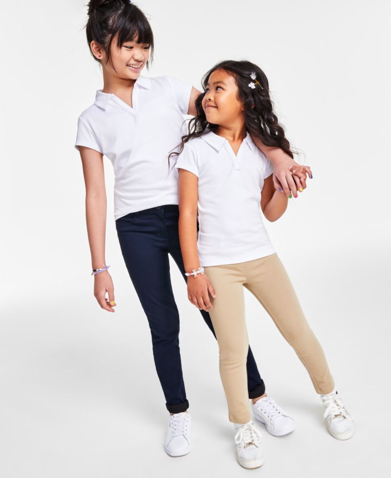 Little & Big Girls Uniform Performance Knit Top & Stretch Skinny Pants