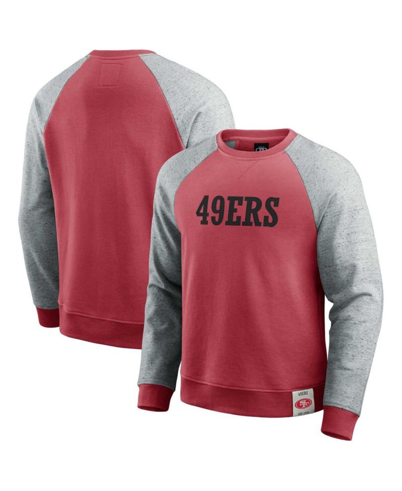 Men's Scarlet/Heather Gray San Francisco 49ers Color Block Pullover Sweatshirt