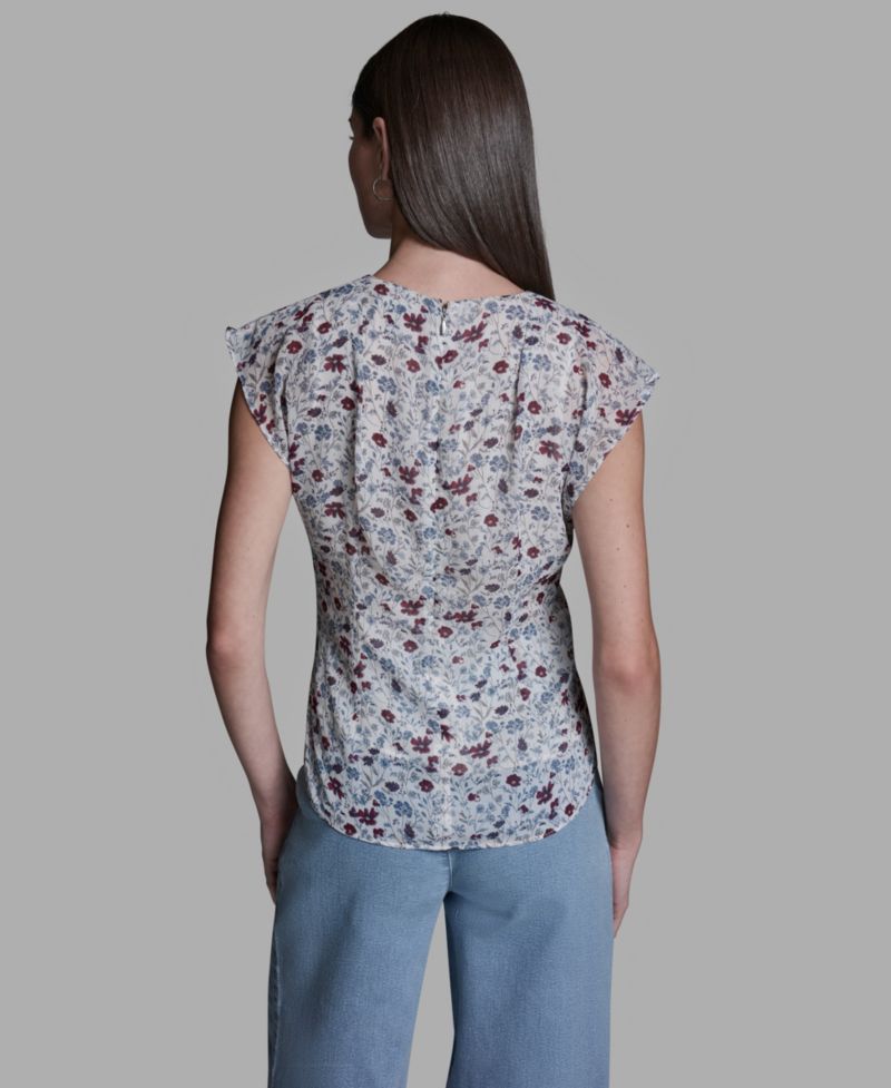 Women's V-Neck Sleeveless Ruched Detail Top