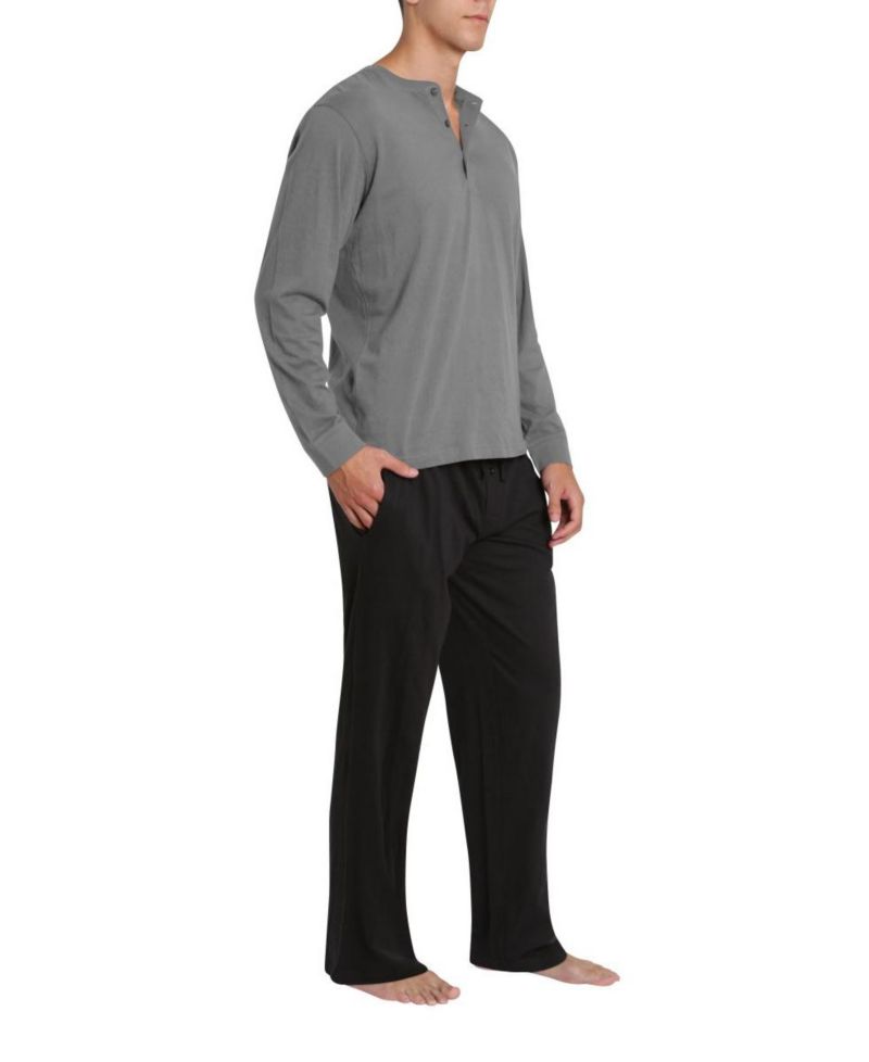 Sleep Hero Men's Henley Neck Knit Pajama Set