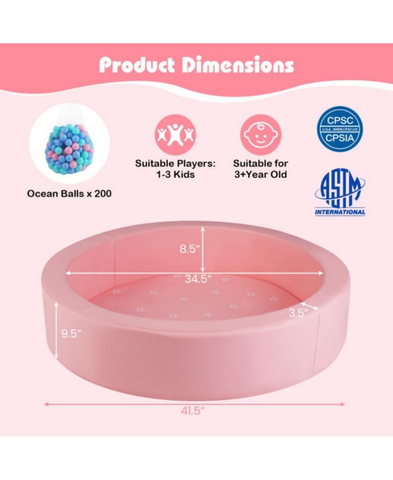42.5 Inch Round Foam Ball Pit with Washable PU Cover