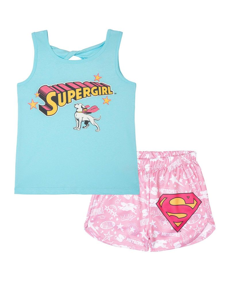 Supergirl Girls (5T- 16T) Athletic Tank Top and Shorts Set