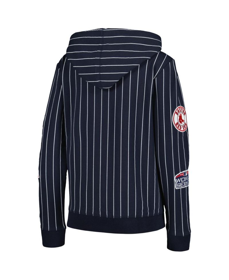 Women's Navy Boston Red Sox Pinstripe Tri-Blend Full-Zip Jacket