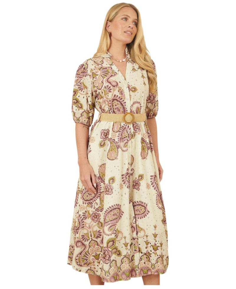 Women's Broderie Anglaise Cotton Midi Dress