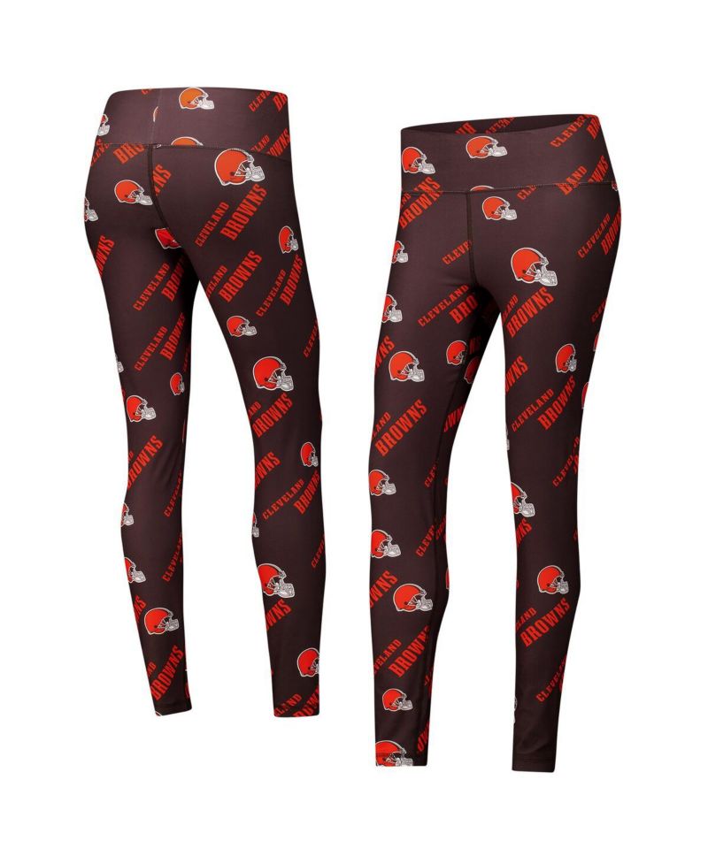 Women's Brown Cleveland Browns Breakthrough Allover Print Knit Sleep Leggings