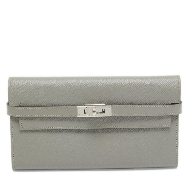 Gris Mouette Epsom Leather Kelly Classic Wallet