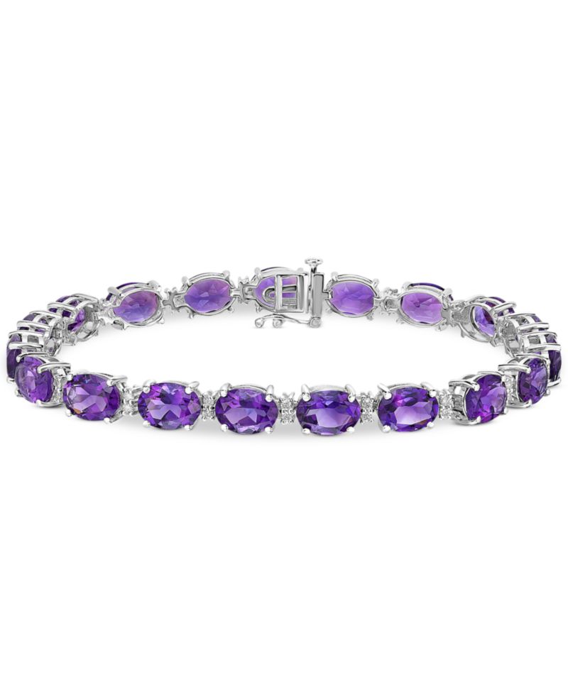 Garnet (28 ct. t.w.) & White Topaz (3/8 ct. t.w.) Oval Link Bracelet in Sterling Silver (Also in Blue Topaz, Amethyst, Peridot, & Citrine)