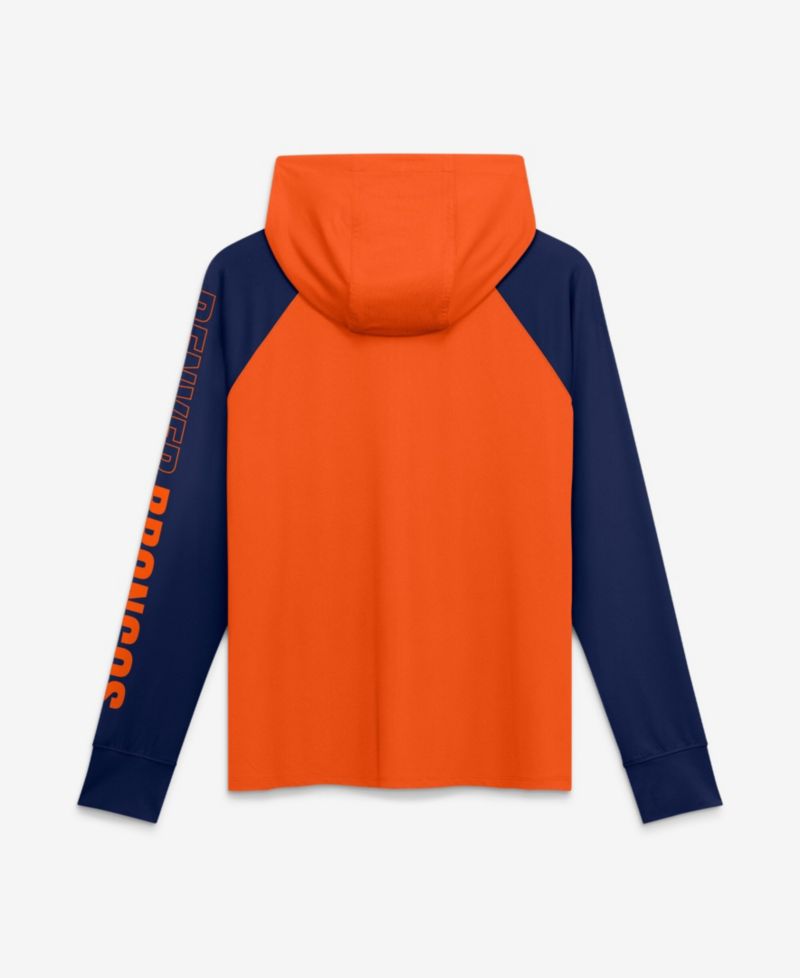 Women's Orange/Navy Denver Broncos Cornerback Blitz&iquest; Raglan Full-Zip Hoodie