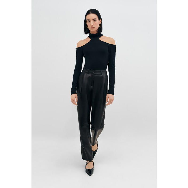 Women's Teagan Sleek Mock-Neck Jersey Top with Shoulder Cutouts