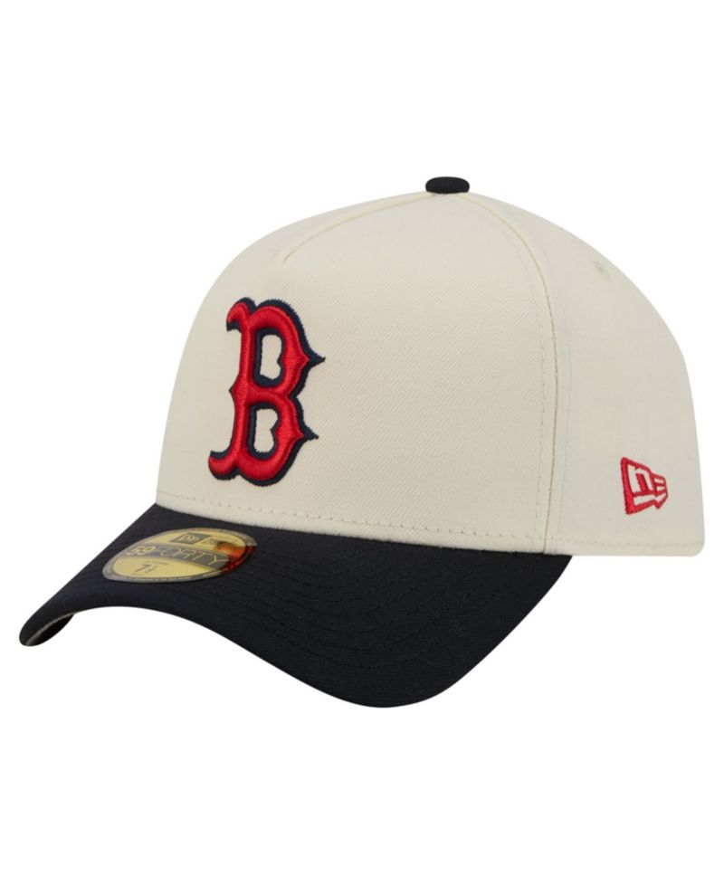 Men's Cream Boston Red Sox Chrome A-Frame 59FORTY Fitted Hat