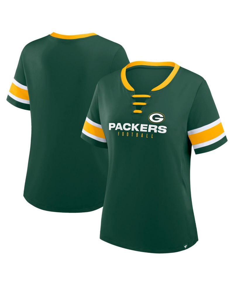 Women's Green Bay Packers Redzone Draw Play Athena Lace-Up T-Shirt